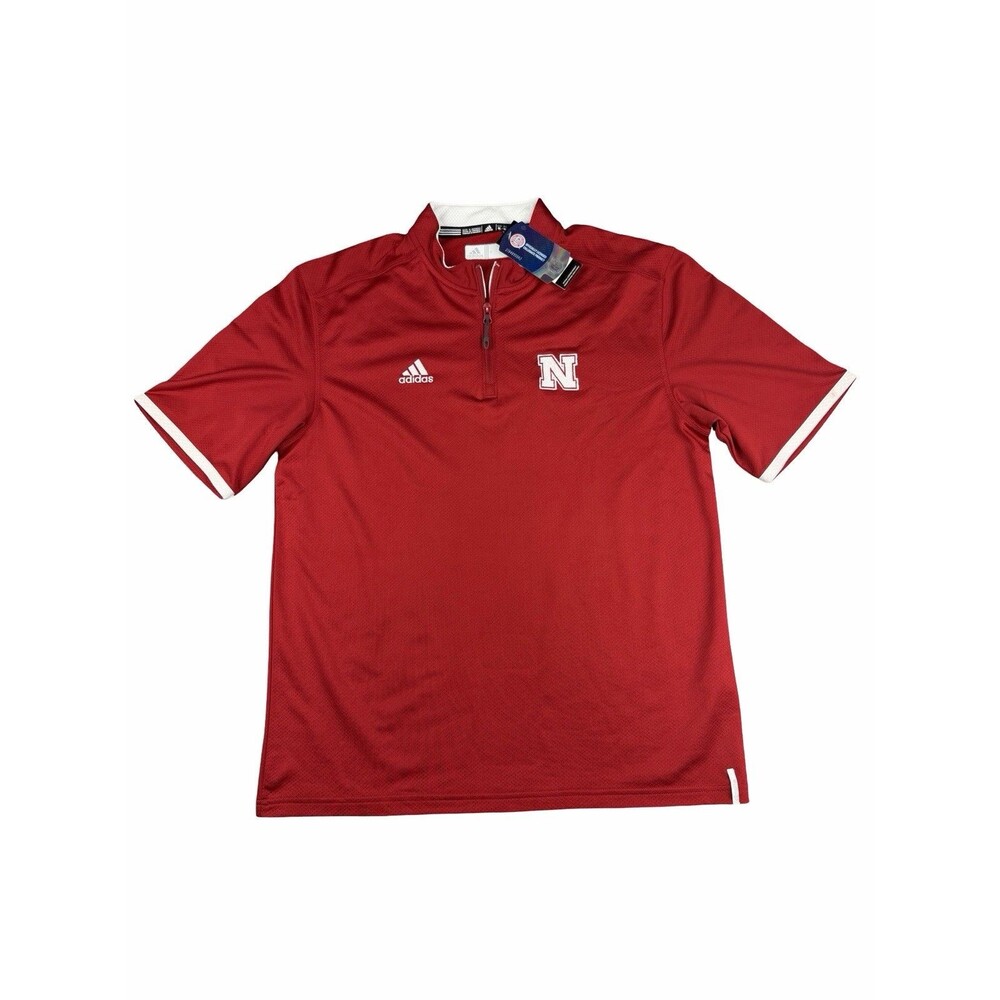 Adidas Nebraska Cornhuskers Sideline Short Sleeve Half Zip Jacket Mens Medium M